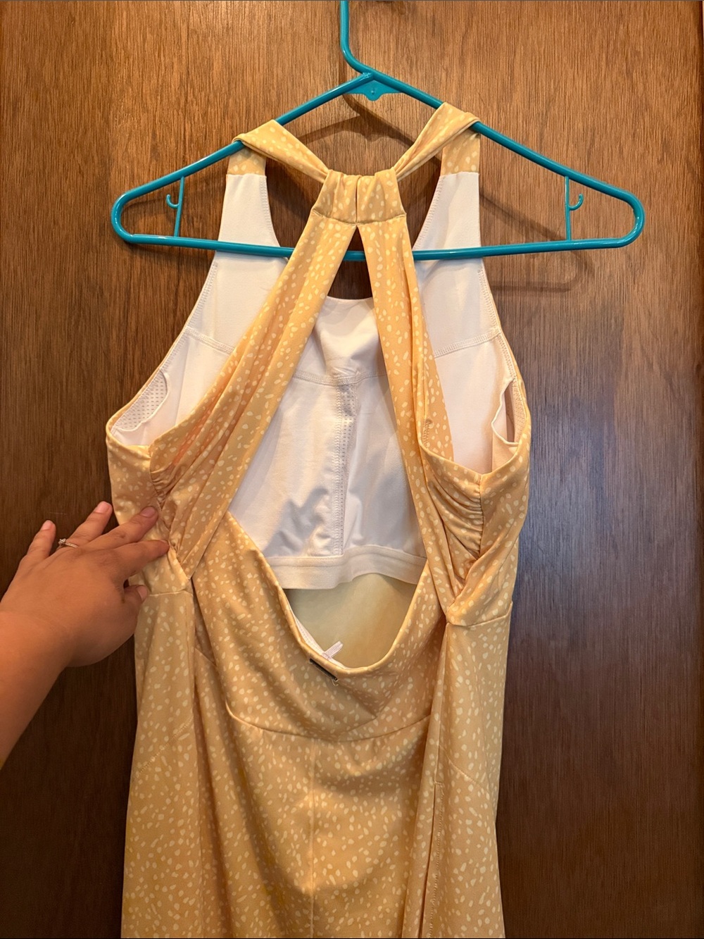 Prana Yellow Midi Dress with Subtle Dot Print - Picture 3 of 6